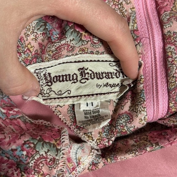 Vintage 70s Young Edwardian Pink Prairie Maxi Dress - Picture 6 of 8